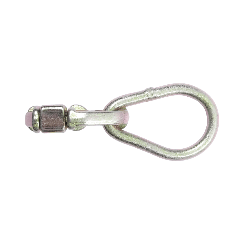 Accesorio de riel en L con doble perno galvanizado y anillo de pera