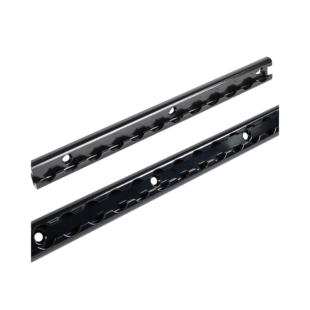Pista en L de aluminio con acabado anodizado negro de 72