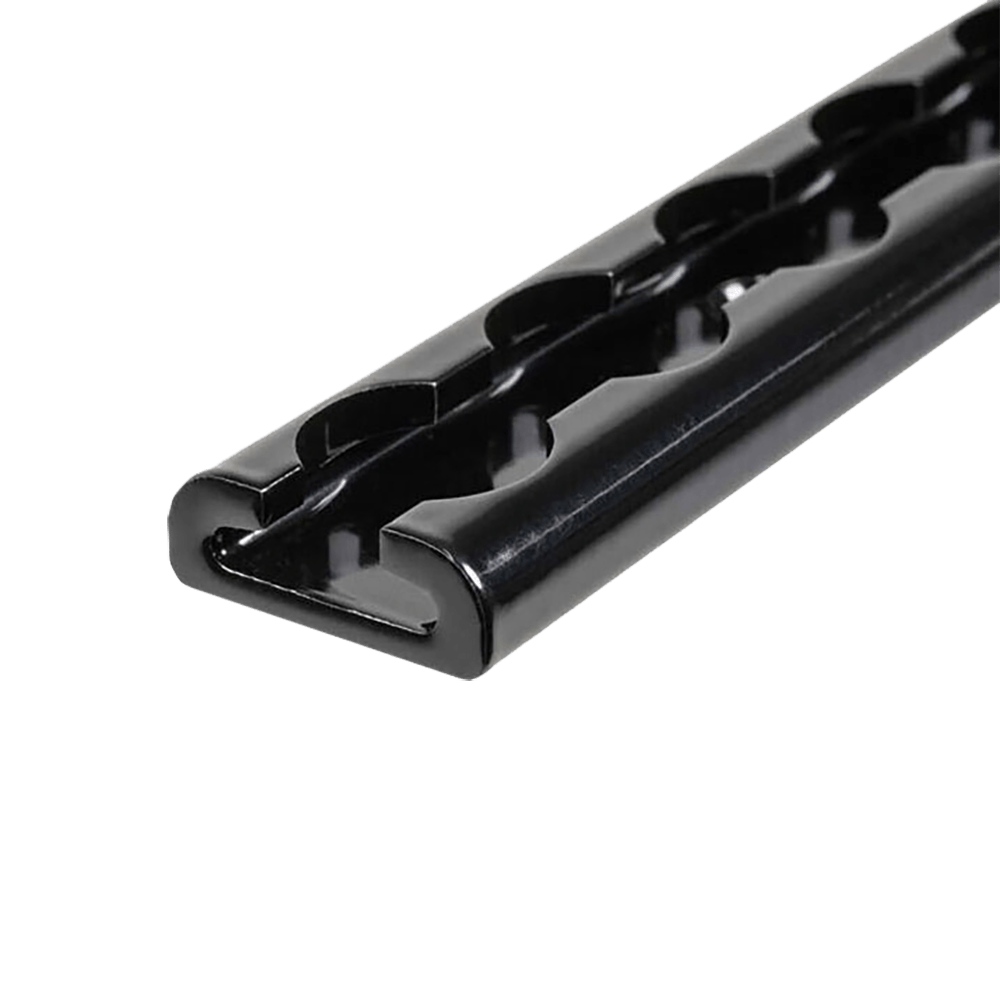 Pista en L de aluminio con acabado anodizado negro de 72
