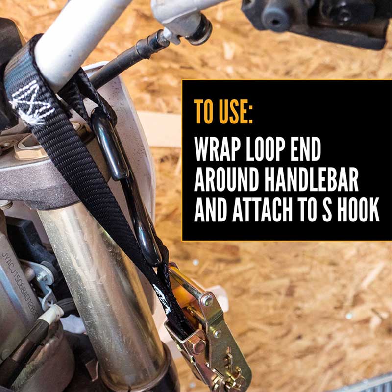 Correa de trinquete para mini motocicleta de 1'' x 7' con ganchos en forma de S