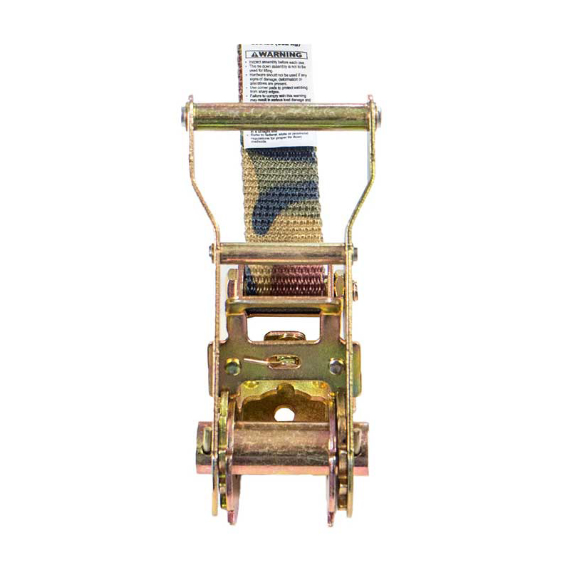 Correa de trinquete con mango de hierro de camuflaje de 1'' x 8' con gancho en S recubierto de vinilo y retenedor