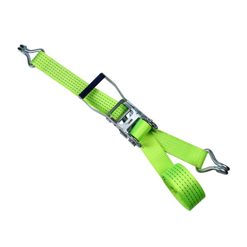 Correa de trinquete con mango de plástico de zinc blanco, 50 mm, 5000 kg, con ganchos de garra