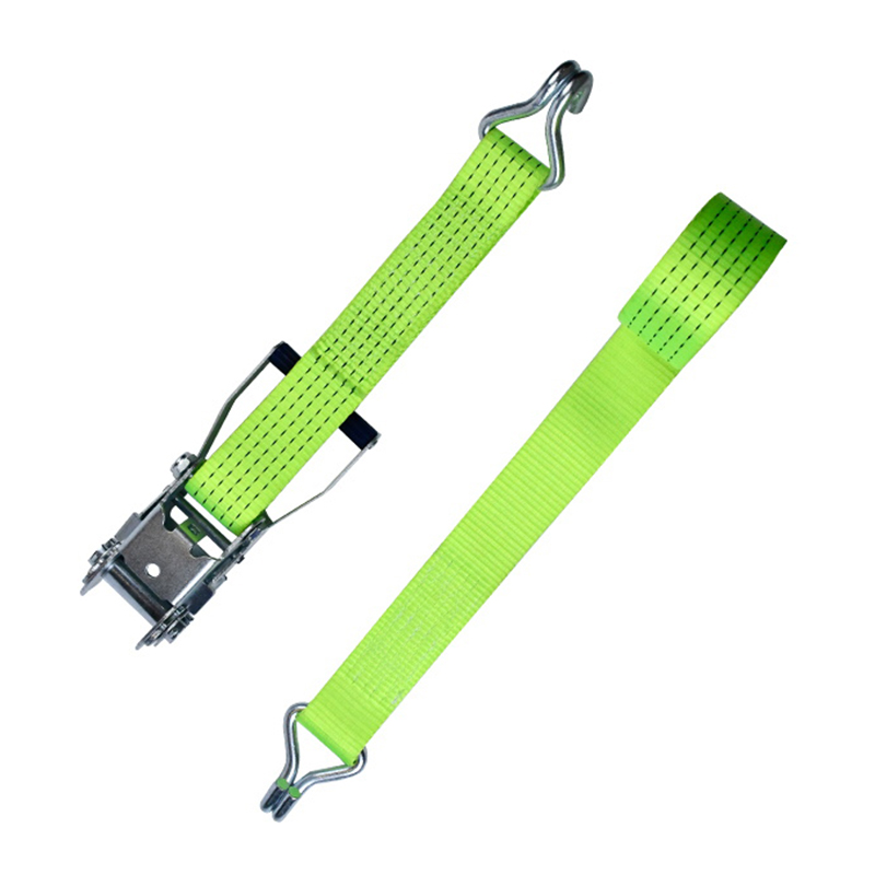 Correa de trinquete con mango de plástico de zinc blanco, 50 mm, 5000 kg, con ganchos de garra