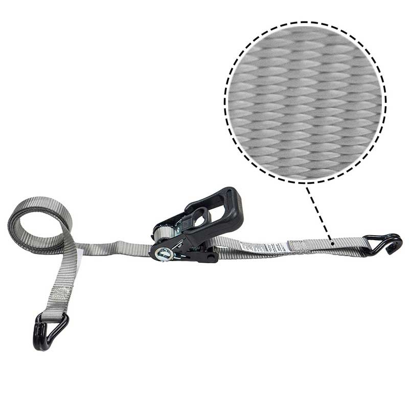 Correa de trinquete con mango recubierto de caucho de 1'' x 15' con ganchos de alambre recubiertos de vinilo