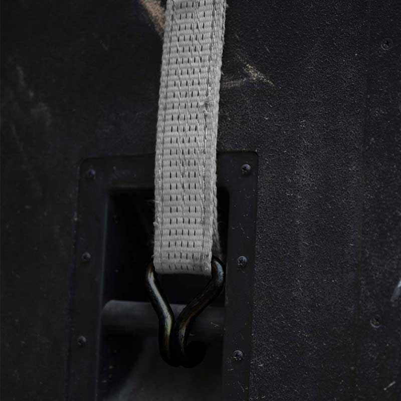 Correa de trinquete con mango recubierto de caucho de 1'' x 15' con ganchos de alambre recubiertos de vinilo