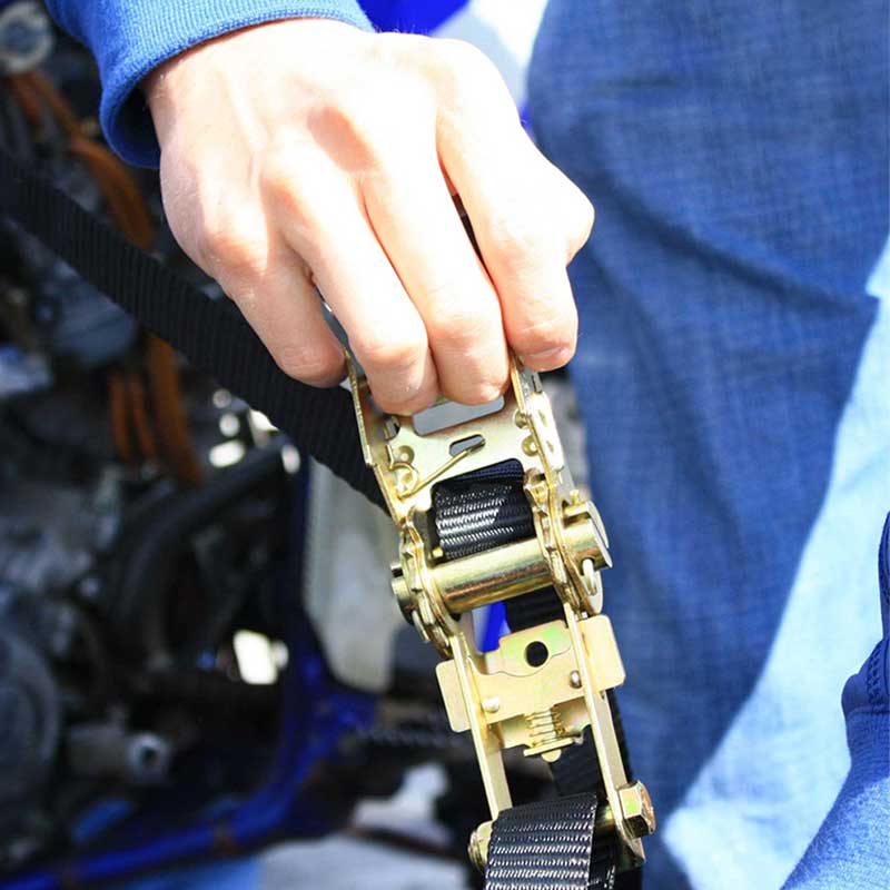 Correa de amarre con trinquete de motocicleta de alta tenacidad de 1''X 6' con bucle cosido de 12