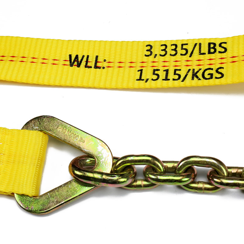 Correa de trinquete de 2 pulgadas de línea roja doble con extensión de ancla de cadena