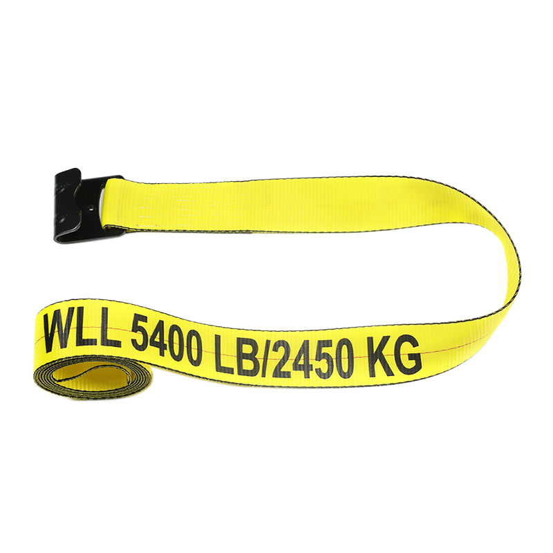 Correa de trinquete resistente de 3 pulgadas con gancho plano para camión de remolque