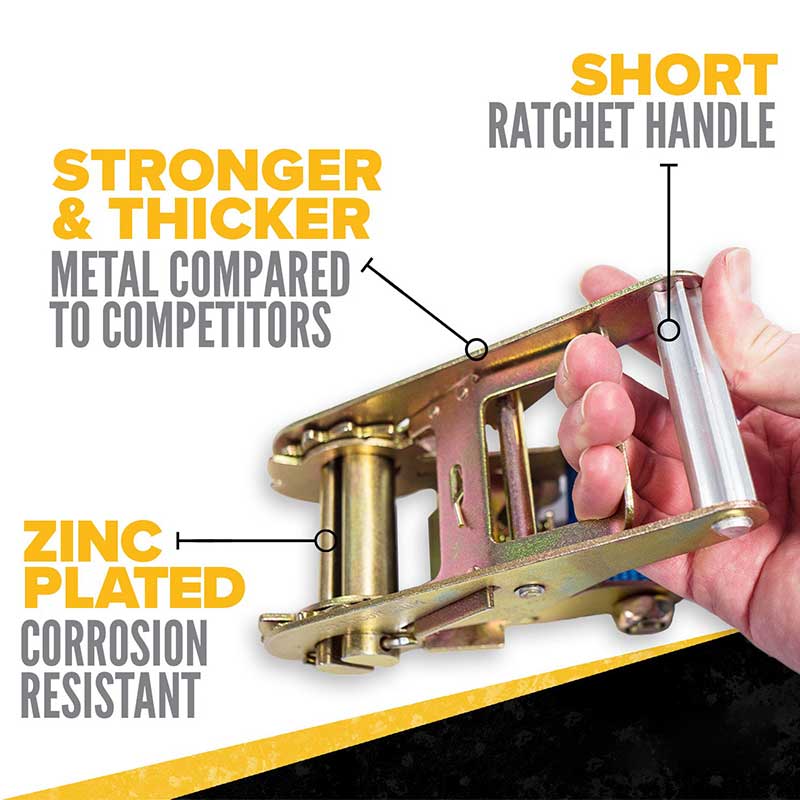 Correa de trinquete sin fin resistente de color amarillo The Force 2 x 20'
