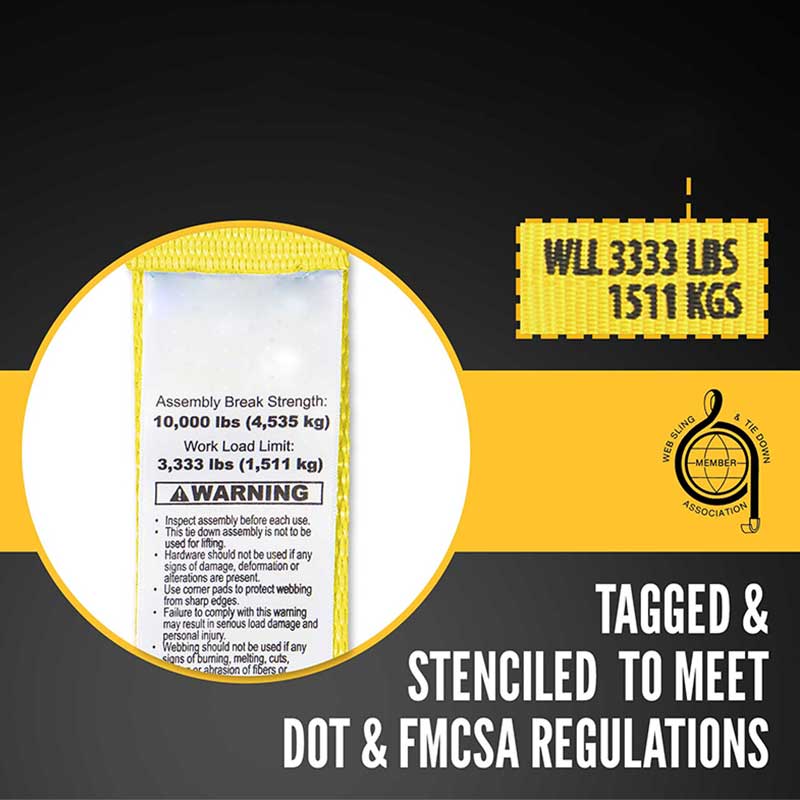 Correa de trinquete sin fin resistente de color amarillo The Force 2 x 20'