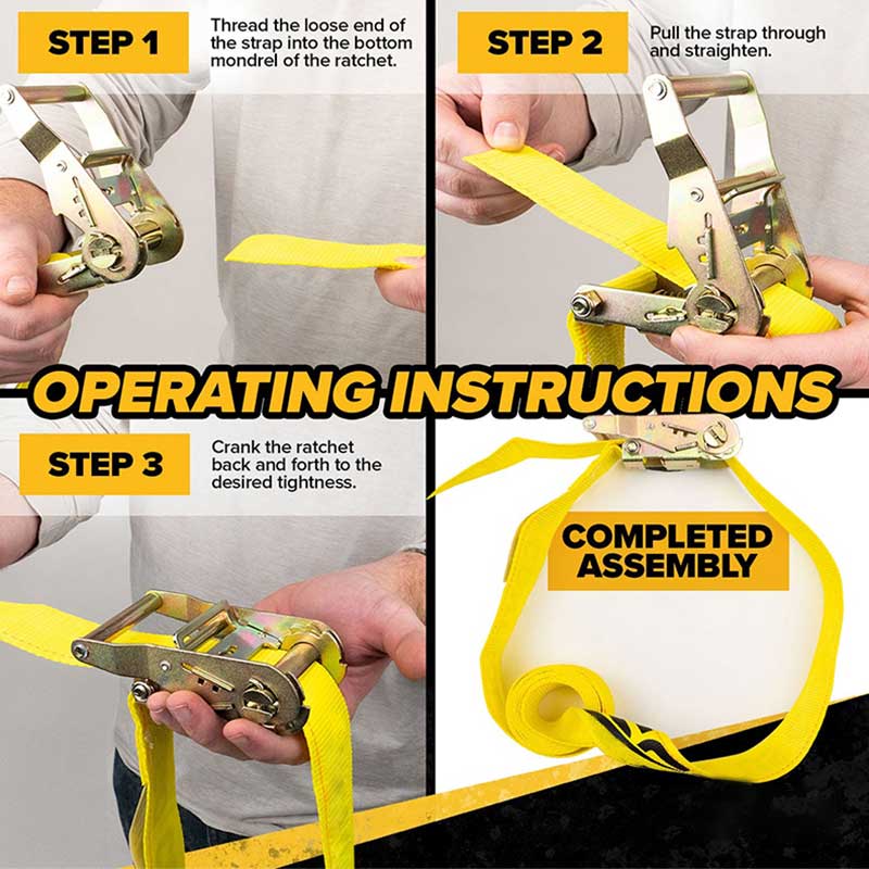 Correa de trinquete sin fin resistente de color amarillo The Force 2 x 20'