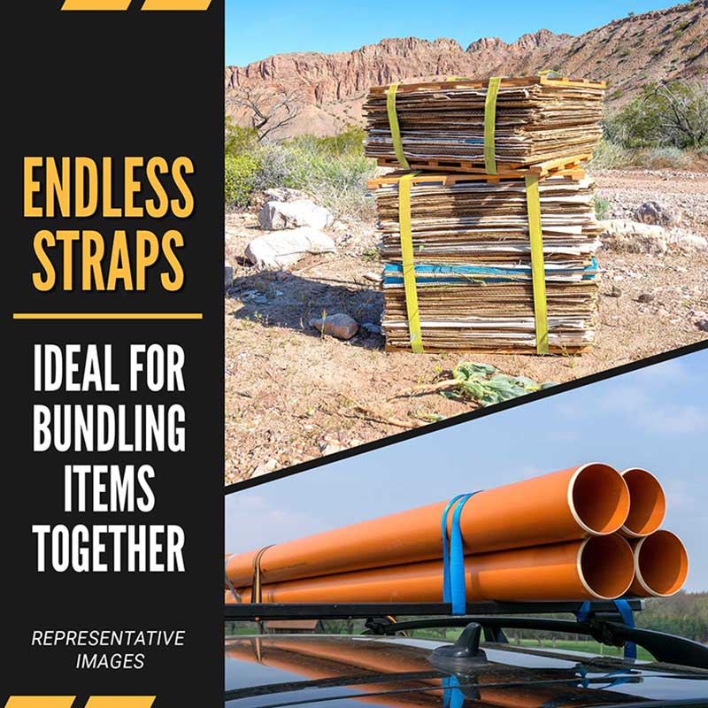 Correa de trinquete sin fin resistente de color amarillo The Force 2 x 20'